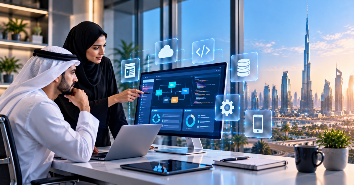 Custom software development UAE team mapping workflow integrations and an enterprise dashboard